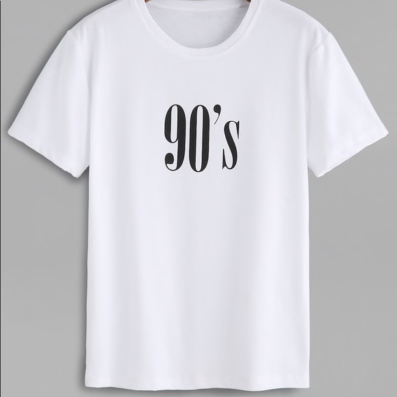 90’s graphic print tee white black - Picture 2 of 2
